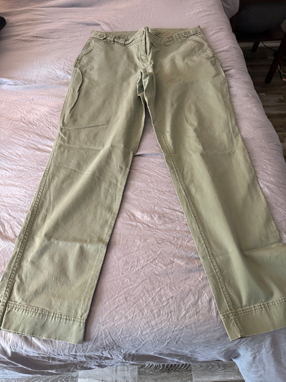 New York & Company Olive Green Straight-Leg Trousers